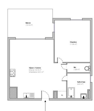  Appartement  vendre 2 pices 40 m