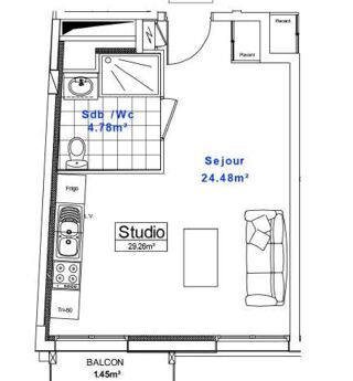  Appartement � vendre 1 pi�ce 29 m�