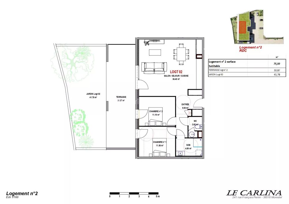 Appartement T3 RDC 65m² - MORESTEL