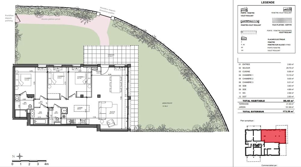 Proche mer  4 pièces en rez-de-jardin avec vaste jardin et deux