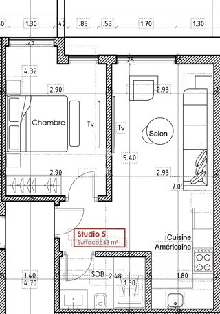  Appartement � vendre 2 pi�ces 43 m� Marrakech