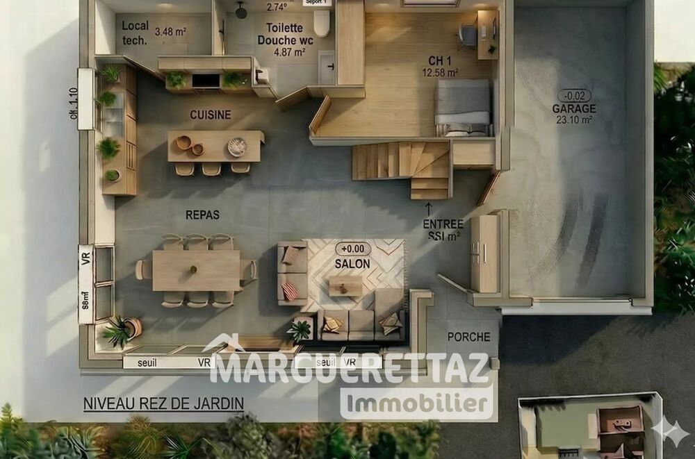 Lumineuse maison individuelle, au calme, 4 chambres, 2 sdb/sde