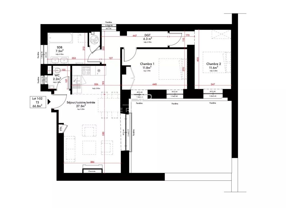 Vente Appartement Nice, Musiciens, élégant appartement 3 pièces entièrement rénové Nice