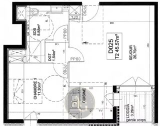  Appartement à vendre 2 pièces 45 m²