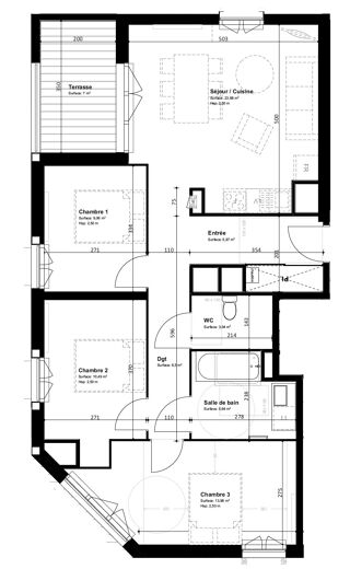  Appartement � vendre 4 pi�ces 79 m�