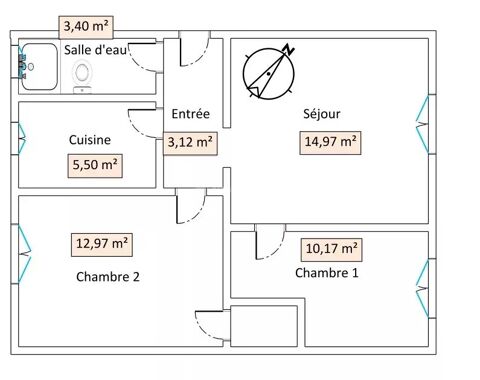  Appartement � louer 3 pi�ces 50 m�