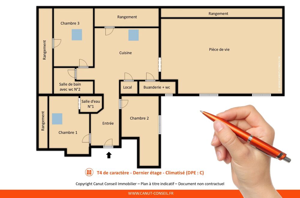 T4 de caractère de 145 m² - Climatisé (DPE : C)