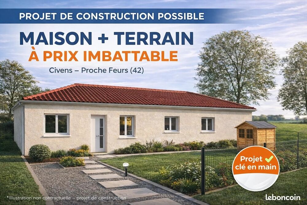 Vente Terrain Terrain plat 490 m² – Projet maison possible – Proche Feurs Civens