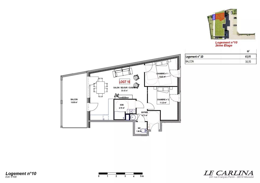 Appartement T3 2ème 63m² - MORESTEL