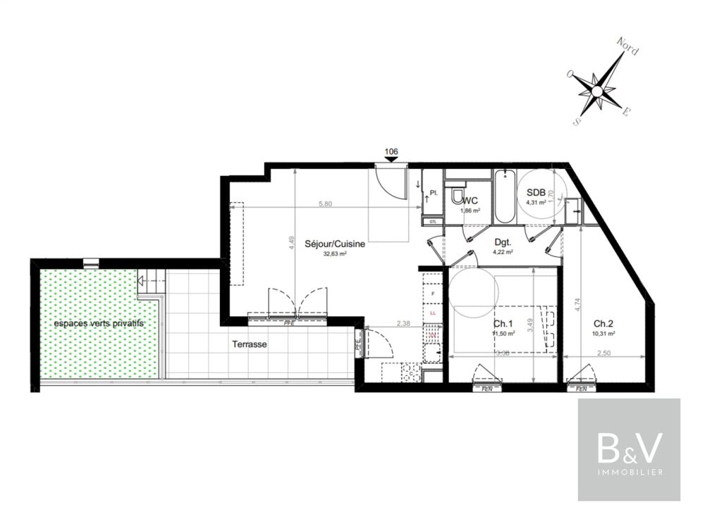 Vente Appartement Appartement 3 pices de 65 m avec terrasse et jardin Nice
