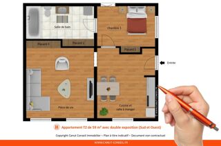 Appartement 2 pièces 59 m² · à Caluire-Et-Cuire · 59 m² · 145 000 €