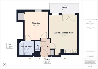  Appartement � vendre 2 pi�ces 44 m�