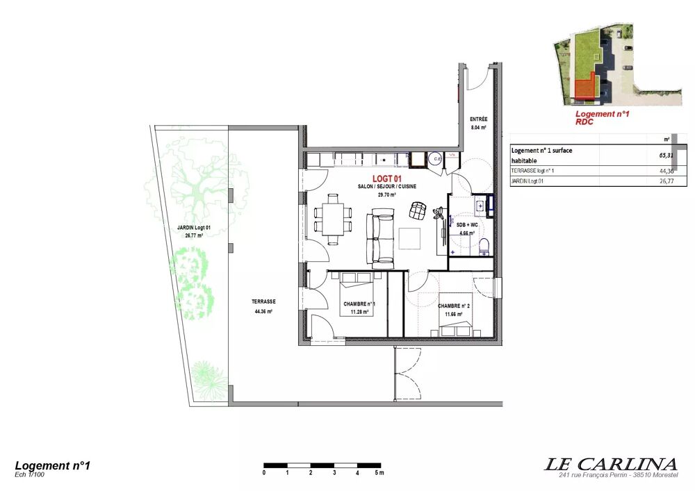 Vente Appartement Appartement T3 RDC 75m²  - MORESTEL Morestel