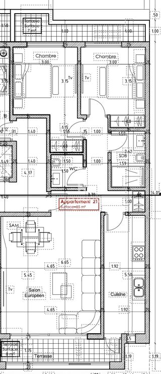  Appartement � vendre 3 pi�ces 85 m� Marrakech