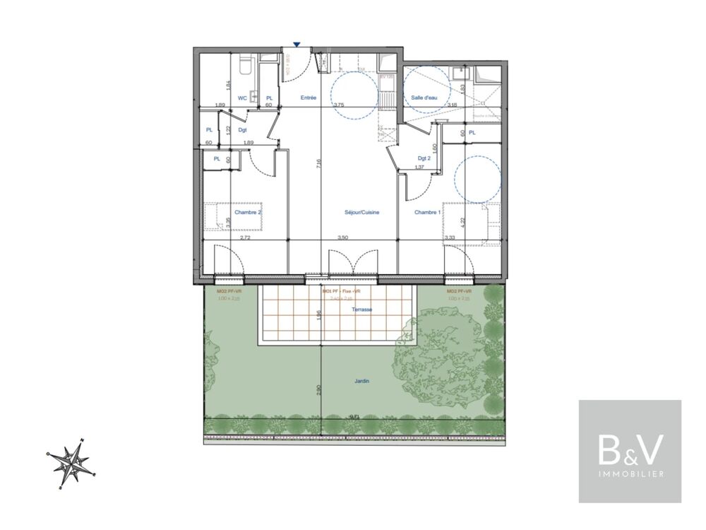 Vente Appartement Appartement 3 pièces de 65 m² lumineux avec jardin privatif Mougins