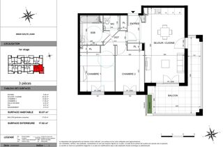  Appartement à vendre 3 pièces 63 m²