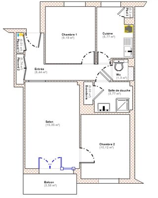  Appartement � vendre 3 pi�ces 54 m�