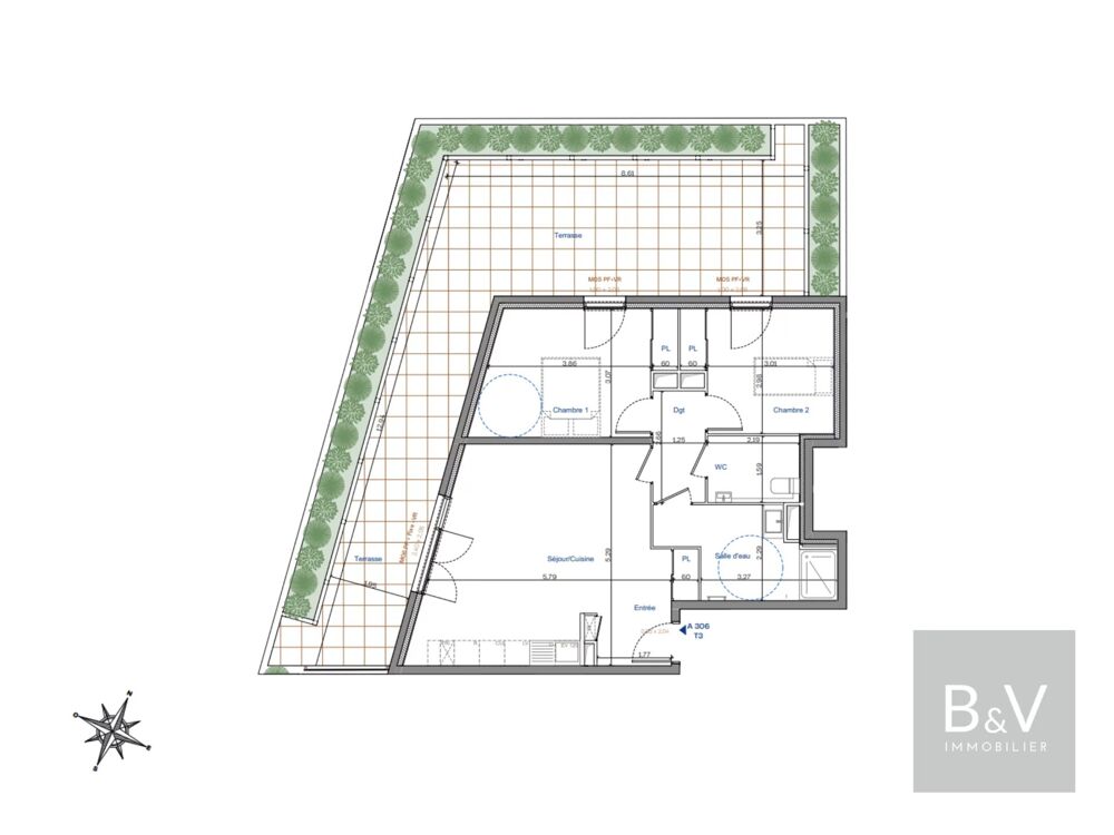 Vente Appartement T3 en dernier étage avec terrasse de 50 m² Mougins