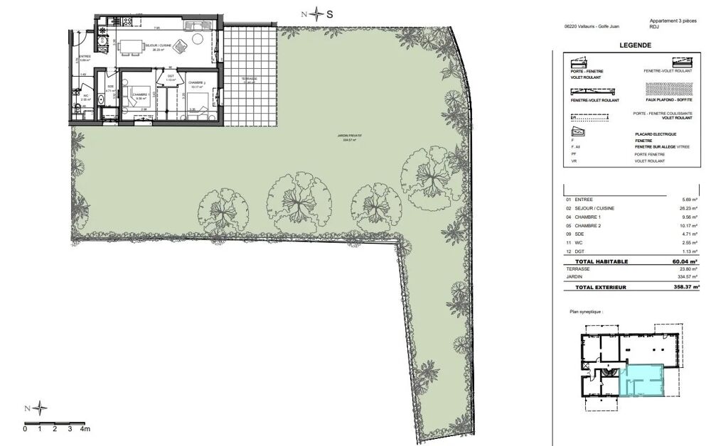 Proche mer  3 pièces en rez-de-jardin avec vaste jardin et deux