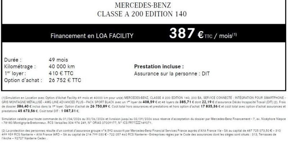 Classe A 200 163ch Edition 140 7G-DCT 2026 occasion 86000 Poitiers