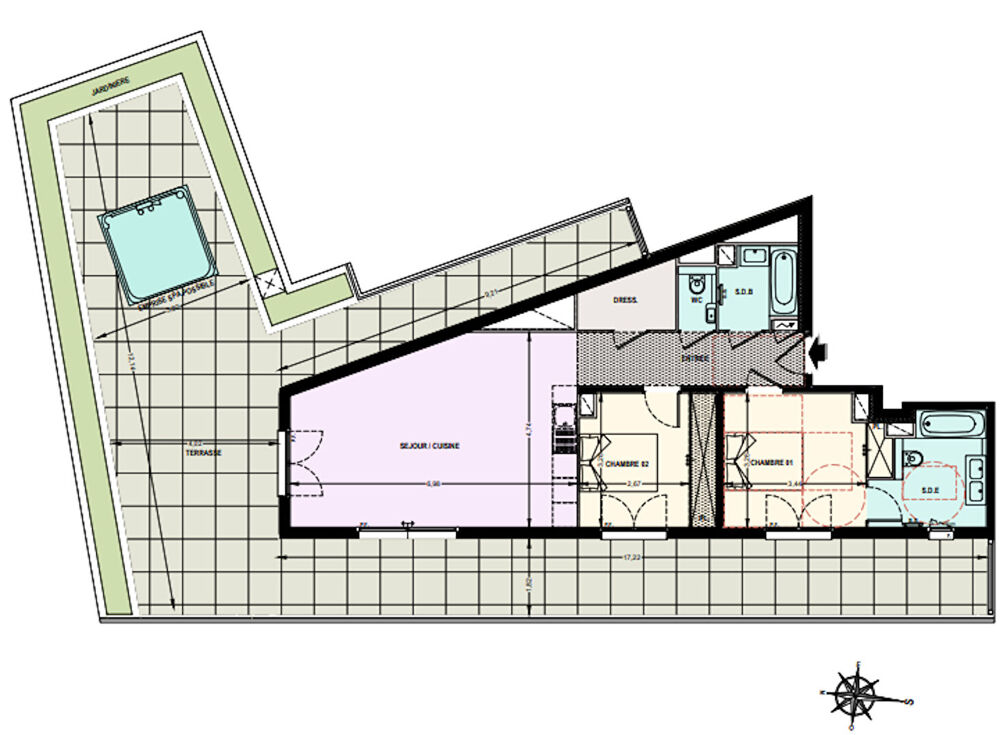Vente Appartement Appartement  en dernier étage - Le Cannet 3 pièces de 74 m2 + 90 m2 de terrasse en expo S/O Le cannet