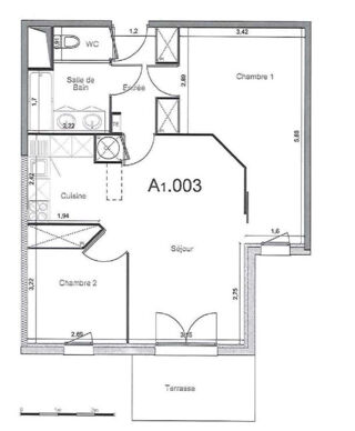  Appartement � vendre 3 pi�ces 58 m�