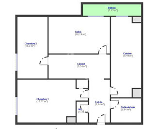  Appartement  vendre 3 pices 55 m