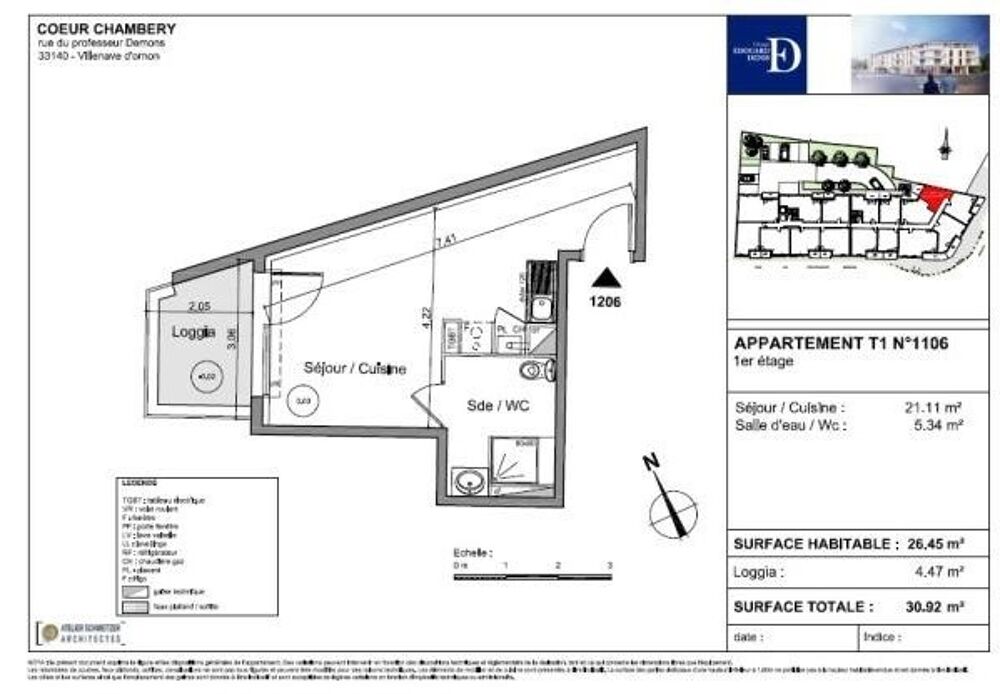 Location Appartement COEUR DE CHAMBERY - 1106 - Studio de 26.45 m2 Villenave d ornon