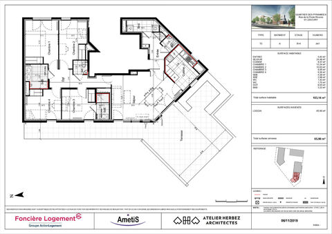  Appartement � louer 5 pi�ces 103 m�