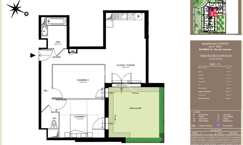 A VENDRE Appartement de type 3 avec jardin privatif sur AVRILLE