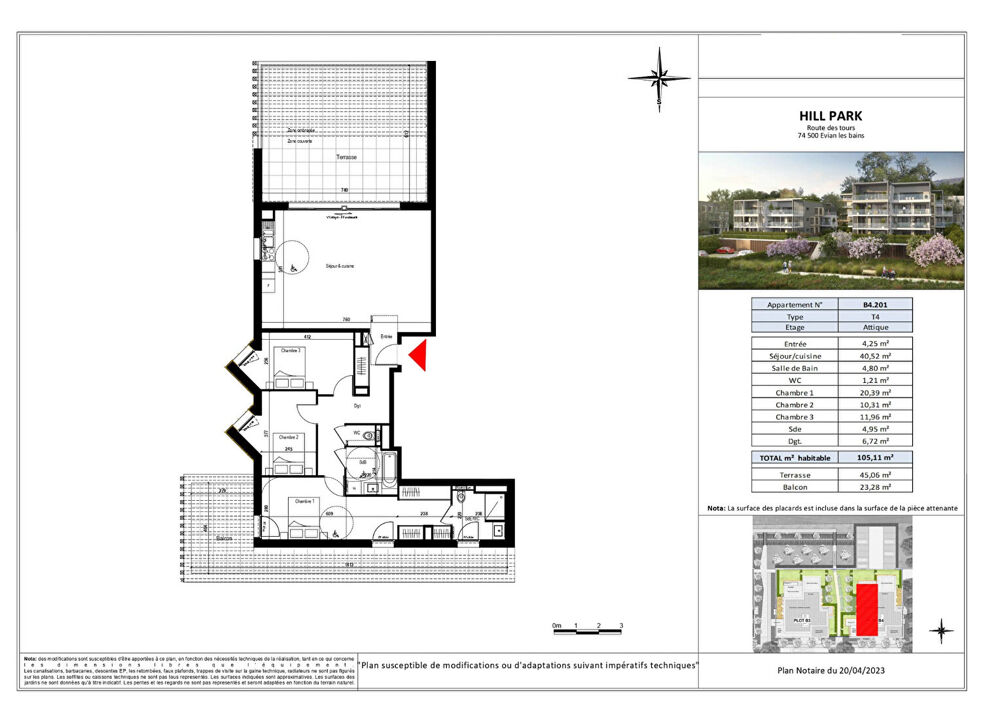 Vente Appartement HILL PARK - EVIAN LES BAINS - Appartement T4 - 105.11m² Evian les bains