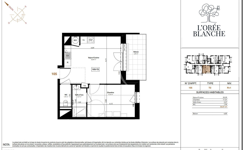 Vente Appartement CHAMBRAY-LÈS-TOURS  - T2 NEUF AVEC BALCON, UNE ADRESSE POUR HABITER OU INVESTIR Chambray les tours