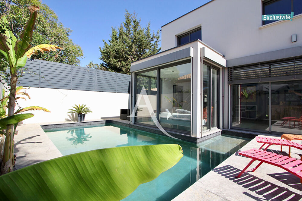 RARE SUR PEROLS - BELLE MAISON 4 FACES EN R+1 - 5 PIÈCES - 105 M2 - 3 CHB - PISCINE - JARDIN 335 M2 ENVIRON LOCATION MEUBLÉE A
