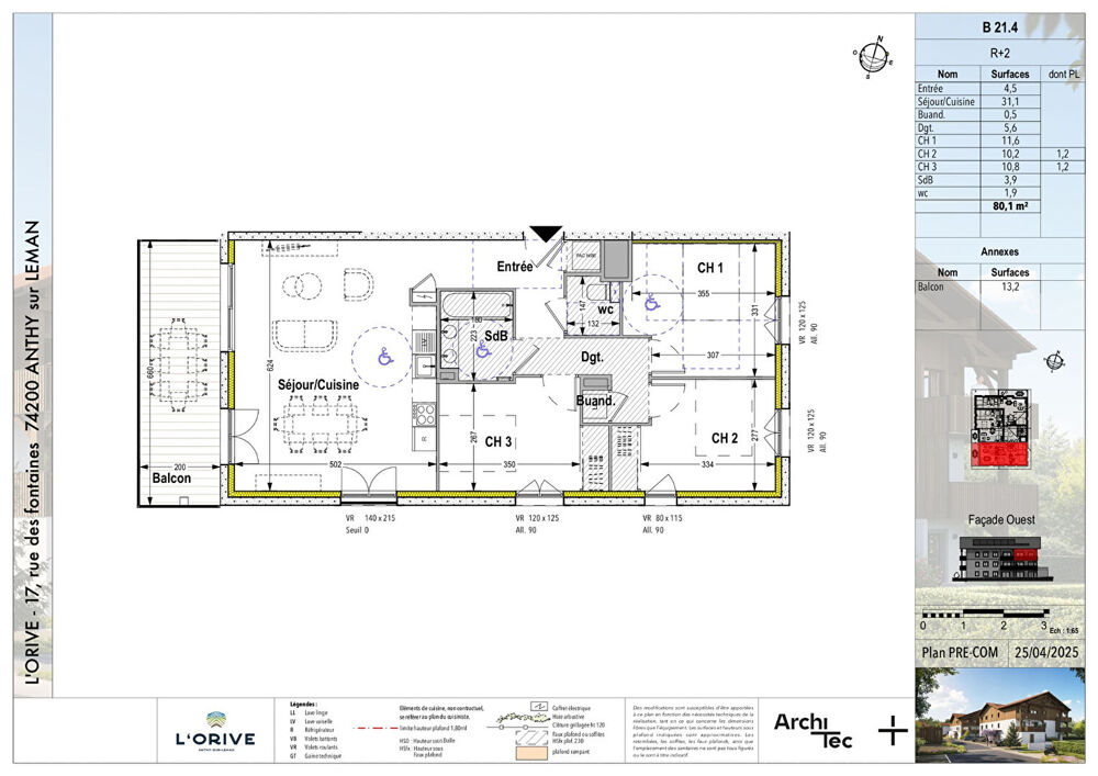 L'ORIVE - ANTHY SUR LÉMAN - T4 de 80.10m²