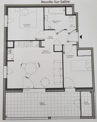  Appartement � vendre 3 pi�ces 57 m�