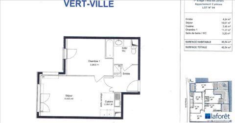 Appartement � louer 2 pi�ces 44 m�