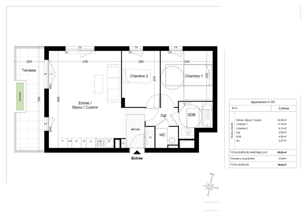 Vente Appartement Appartement  3 pièce(s) 65 m2+ 10 m2 Saint laurent du var