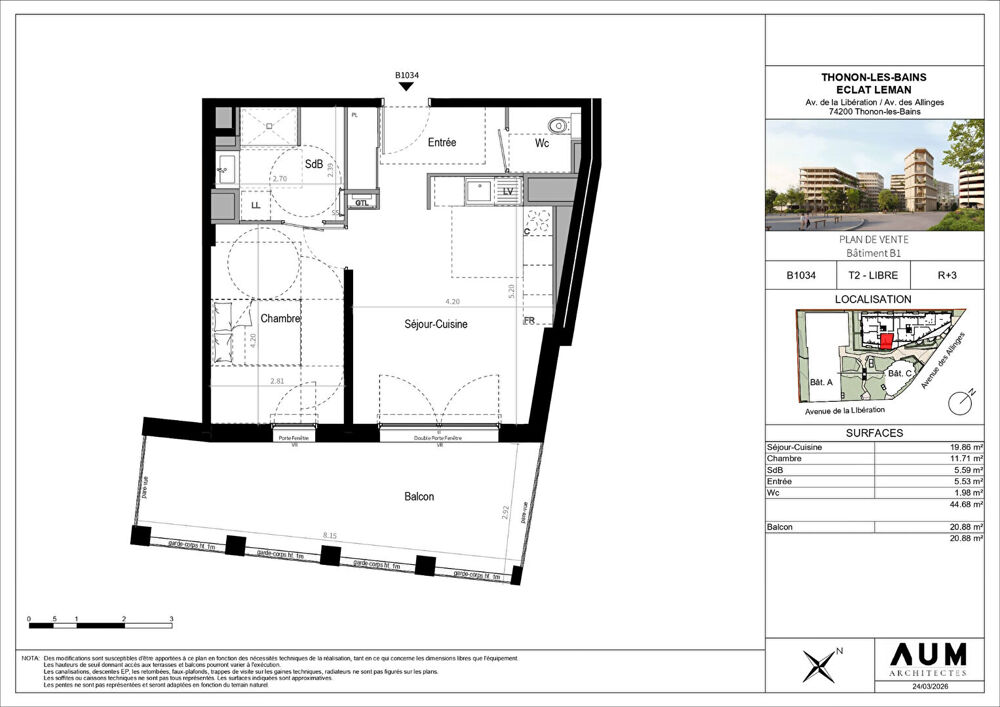 THONON LES BAINS - Appartement T2 - 44.68m²