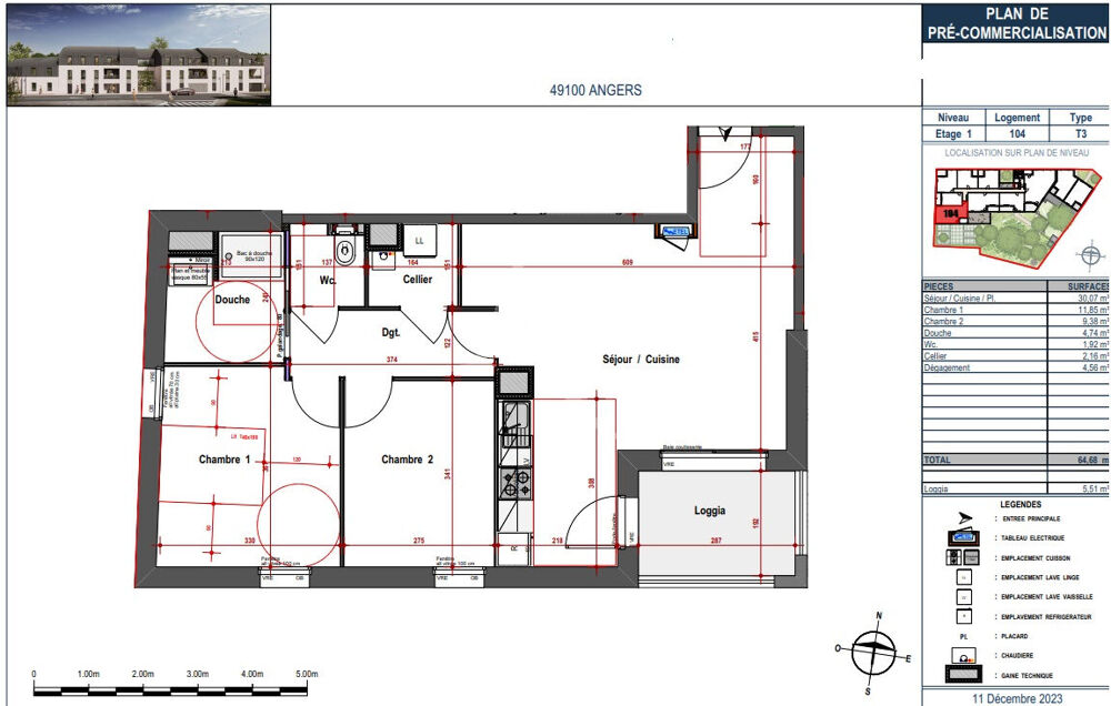 Vente Appartement Appartement T3 Angers  les justices expo sud sur jardin paysagé Angers
