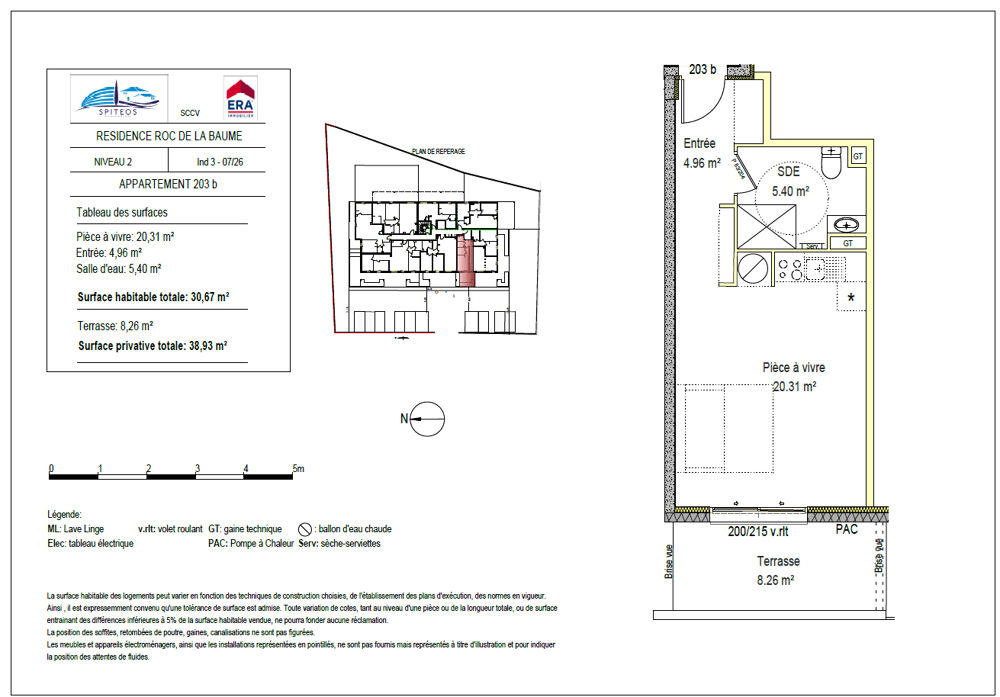 Vente Appartement T1 Neuf ,Studio, Sisteron 04200 1 pièce(s) 30.68 m2 +  terrasse de 8m²  , Lot 203 b Sisteron