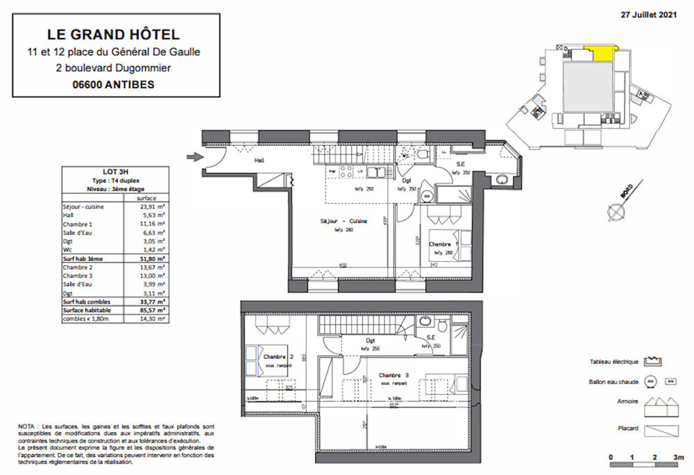 Vente Appartement Baisse de prix : Appartement T4 duplex sur arrière de  85,57 m2 (Antibes) Antibes