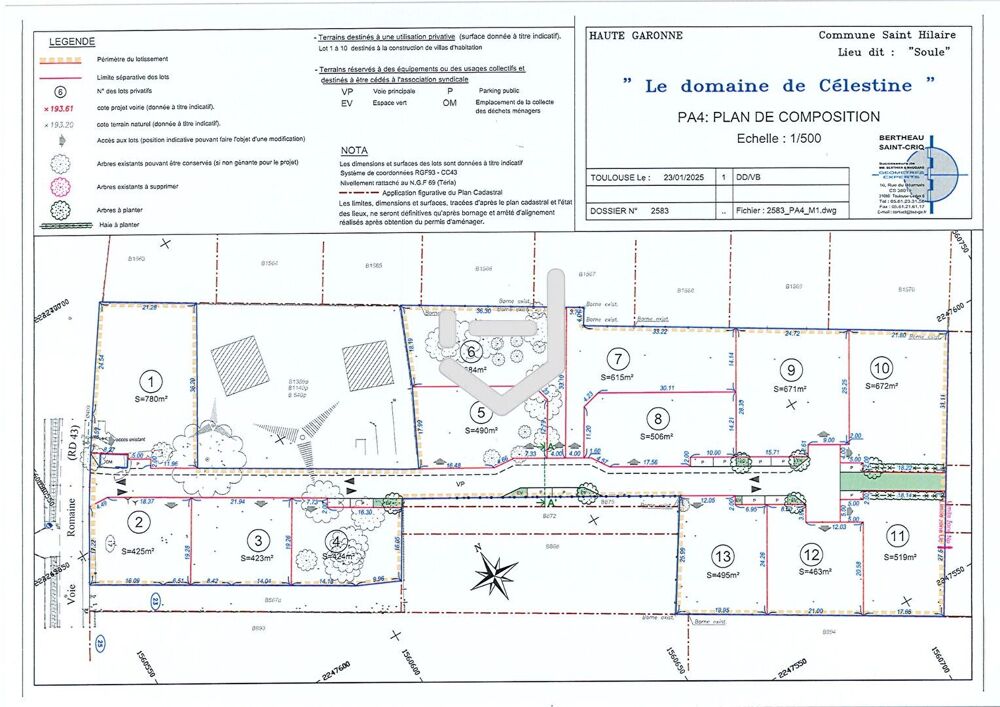 Vente Terrain A Vendre Saint Hilaire Terrain lotissement  506 m² /  79 000 Saint hilaire