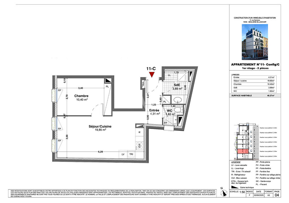 Vente Appartement Appartement Boulogne Billancourt 2 pièce(s) 40.27 m2 Boulogne billancourt