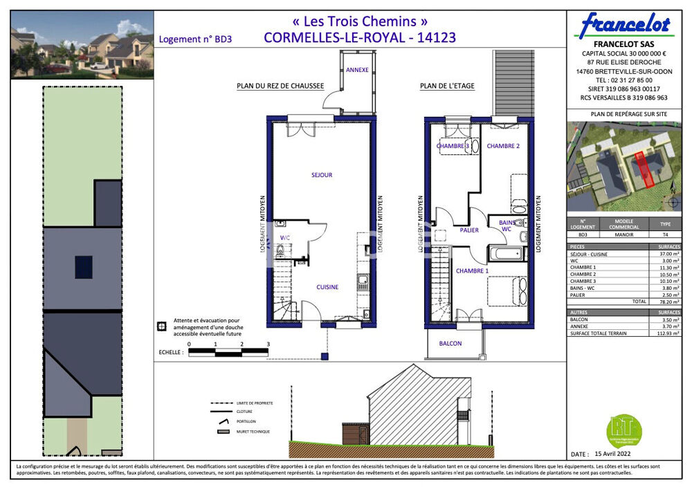 CORMELLES LE ROYAL, Appartement en duplex neuf 78m²