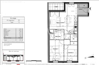  Appartement  vendre 3 pices 59 m