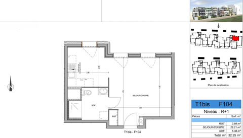  Appartement � louer 1 pi�ce 32 m�