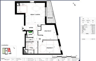  Appartement à vendre 3 pièces 60 m²