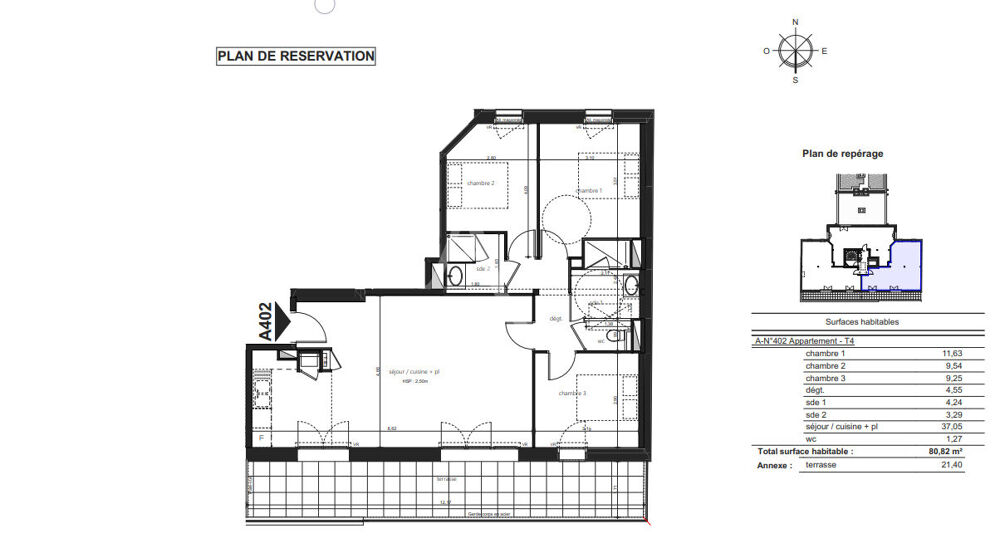 Vente Appartement LAVAL plein centre ville Appartement  T4  neuf  dernier tage 80.82m  terrasse + garage Laval