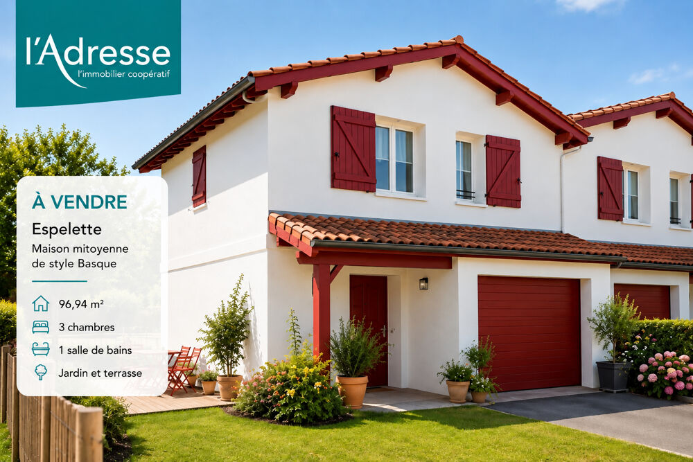 Maison mitoyenne T4 avec jardin et garage