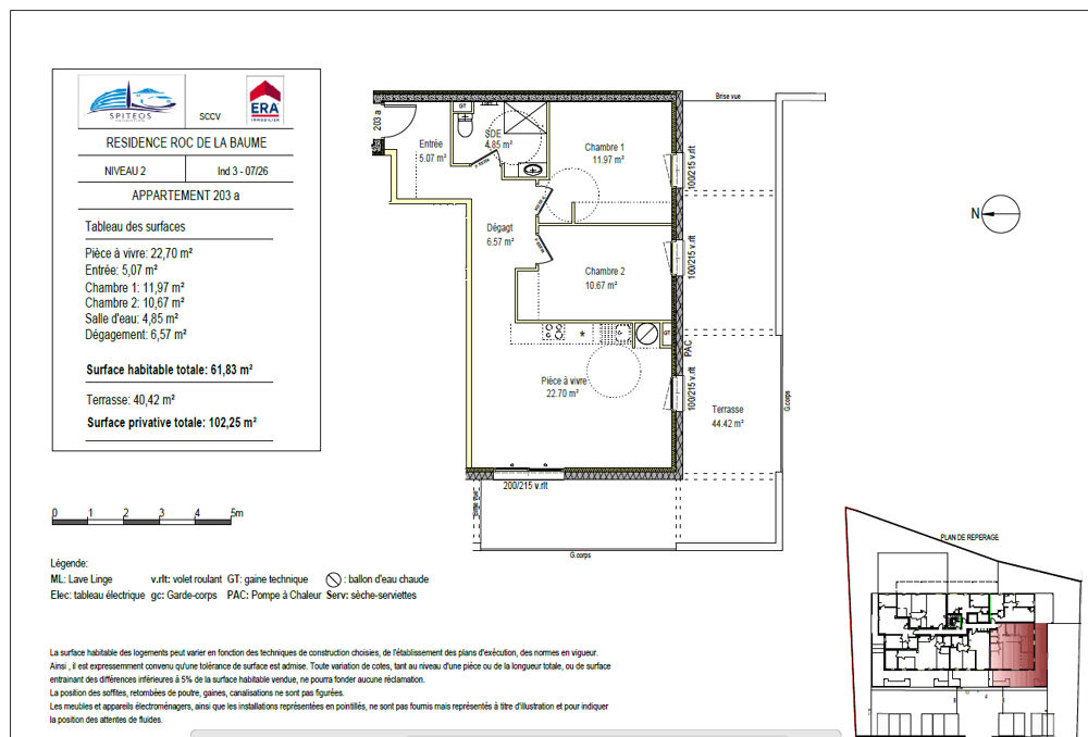 T3 Neuf ,Appartement VEFA, Sisteron 04200 3 pièce(s) 61.83m2 + terrasse de 40m² , Lot 203 A